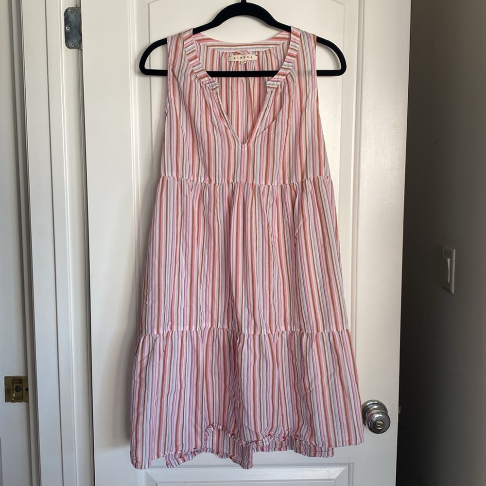 XÍRENA Eloise Tiered Dress Striped Sleeveless 100% Cotton Medium - NO BELT-READ